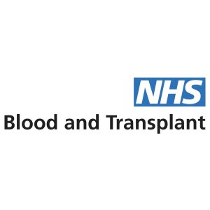 NHS Blood and Transplant logo in blue and black, representing healthcare support at York Pride events.