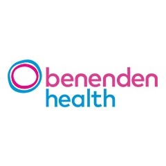 Benenden Health logo in pink and blue, featuring a stylised circle and text, supporting York Pride.