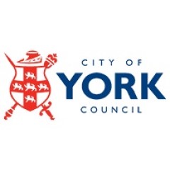 City of York Council logo with red and blue design, featuring medieval lions and crossed keys emblem.